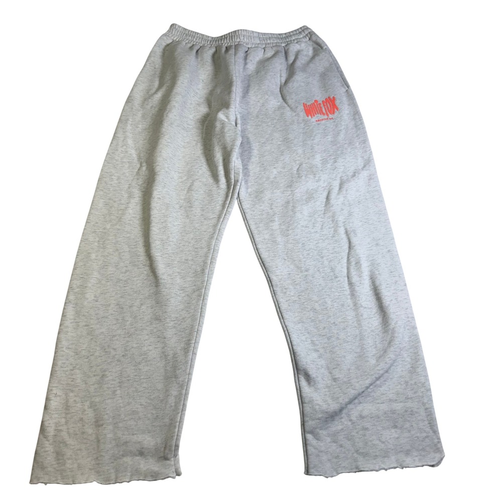 White Fox Sweatpants Women M Gray Good Raw Hem Archive 6.0 Wide Leg Logo